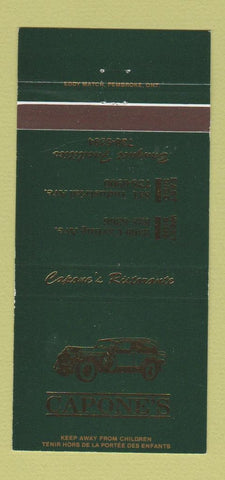 Matchbook Cover - Capone's Ristorante Ottawa? ON 30 Strike