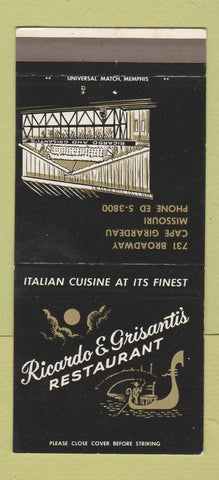 Matchbook Cover - Ricardo & Grisanti's Restaurant Cape Girardeau MO 30 Strike