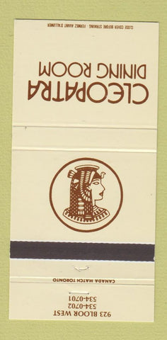 Matchbook Cover - Cleopatra Dining Room Toronto ON 30 Strike