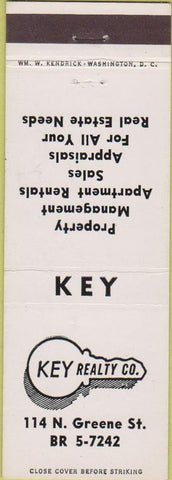 Matchbook Cover - Key Realty Co Cumberland MD?