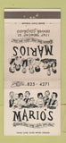 Matchbook Cover - Mario's Denver Colorado WEAR 30 Strike