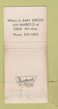 Matchbook Cover - Mario's Denver Colorado WEAR 30 Strike