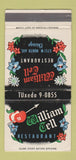 Matchbook Cover - William Tell Restaurant Chicago IL 30 Strike