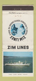 Matchbook Cover - Zim Lines Freight Cruise WEAR 30 Strike
