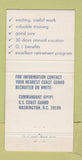 Matchbook Cover - US Coast Guard Recruiting Washington DC 30 Strike