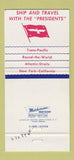 Matchbook Cover - American President Lines Shipping Cruise WEAR 30 Strike