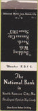 Matchbook Cover - National Bank North Kansas City MO