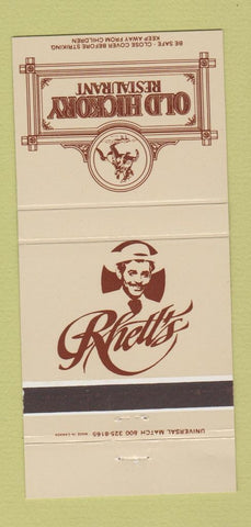 Matchbook Cover - Old Hickory Restaurant Rhett's Nashville TN Opryland 30 Strike