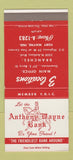 Matchbook Cover - Anthony Wayne Bank  Fort Wayne IN  30 Strike
