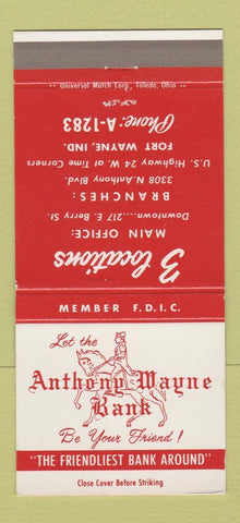 Matchbook Cover - Anthony Wayne Bank  Fort Wayne IN  30 Strike