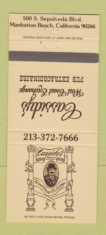 Matchbook Cover - Cassidy's West Coach Exchange Manhattan Beach CA 30 Strike