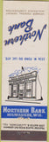 Matchbook Cover - Northern Bank Milwaukee WI feature