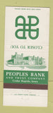 Matchbook Cover - Peoples Bank and Trust Cedar Rapids IA 30 Strike