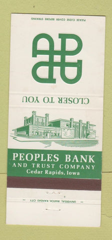 Matchbook Cover - Peoples Bank and Trust Cedar Rapids IA 30 Strike