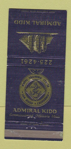 Matchbook Cover - Admiral Kidd Officers Mess San Diego CA Navy 30 Strike