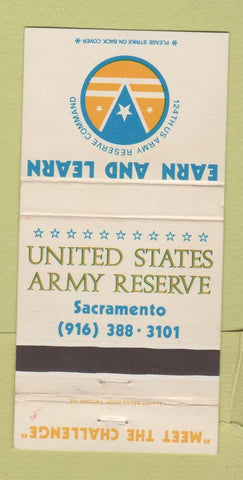 Matchbook Cover - US Army Reserve Recruiting Sacramento CA 30 Strike