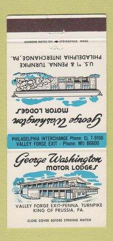 Matchbook Cover - George Washington Motor Lodges King of Prussia PA 30 Strike