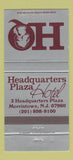 Matchbook Cover - Headquarters Plaza Hotel Morristown NJ WEAR 30 Strike