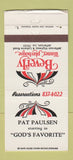 Matchbook Cover - Beverly Dinner Playhouse Jefferson LA WORN 30 Strike