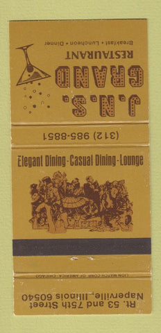 Matchbook Cover - JNS Grand Restaurant Naperville IL 30 Strike