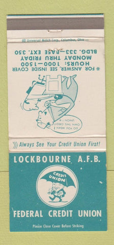 Matchbook Cover - Lockbourne Air Force Base Credit Union WEAR 30 Strike