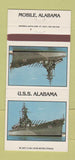Matchbook Cover - USS Alabama Mobile AL 30 Strike