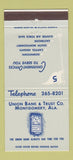 Matchbook Cover - Union Bank and Trust Montgomery AL 30 Strike