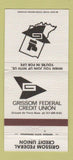 Matchbook Cover - Grissom Federal Credit Union 30 Strike
