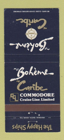 Matchbook Cover - Boheme Caribe Commodore Cruise Lines 30 Strike