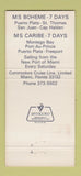 Matchbook Cover - Boheme Caribe Commodore Cruise Lines 30 Strike