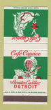 Matchbook Cover - Cafe Caprice Detroit MI Sheraton Cadillac 30 Strike