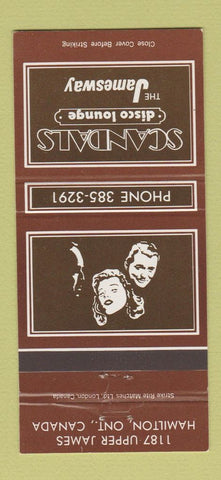 Matchbook Cover - Scandals Disco Jamesway Hamilton ON 30 Strike