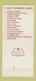 Matchbook Cover - National Lock Hardware Matt's Cash Carry Pharr TX 30 Strike