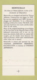 Matchbook Cover Monticello Home of Thomas Jefferson Charlottesville VA 30 Strike