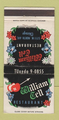 Matchbook Cover - William Tell Restaurant Chicago IL WORN 30 Strike