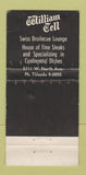 Matchbook Cover - William Tell Restaurant Chicago IL WORN 30 Strike