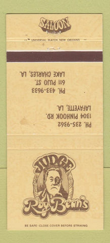 Matchbook Cover - Judge Roy Bean's Lafayette LA Lake Charles 30 Strike