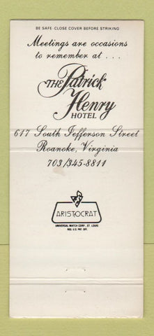 Matchbook Cover - Patrick Henry Hotel Roanoke VA 30 Strike