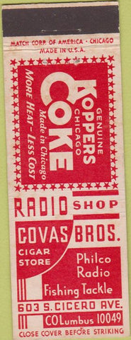 Matchbook Cover - Koppers Coal Coke Coas Bros philco Chicago IL