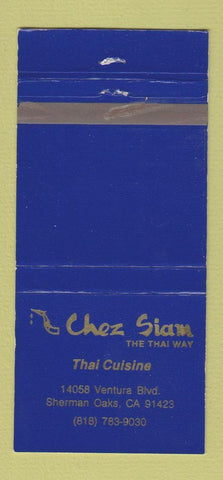 Matchbook Cover - Chez Siam Thai Restaurant Sherman Oaks CA 30 Strike