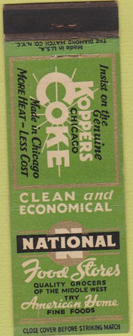 Matchbook Cover - Koppers Coal Coke National Food Stores Chicago