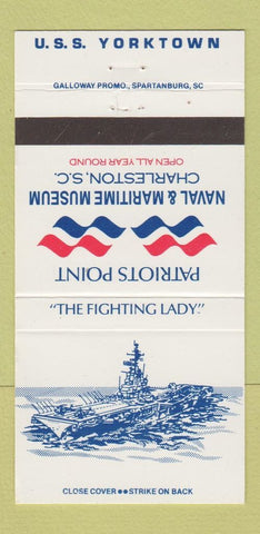 Matchbook Cover - Naval Maritime Museum Charleston SC USS Yorktown #2 30 Strike