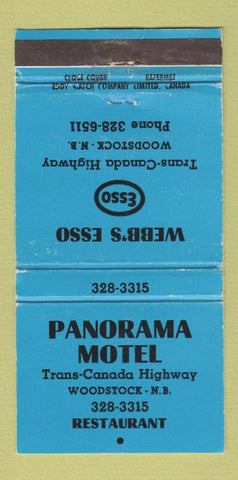 Matchbook Cover - Panorama Motel Woodstock NB Esso oil gas WEAR 30 Strike