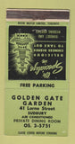 Matchbook Cover - Golden Gate Garden Chinese Sudbury ON WEAR 30 Strike