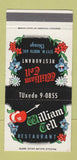 Matchbook Cover - William Tell Restaurant Chicago IL 30 Strike