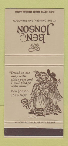 Matchbook Cover - Ben Jonson San Francisco CA restaurant 30 Strike