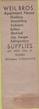 Matchbook Cover - Weil Bros Hardware Plumbing New York City WEAR