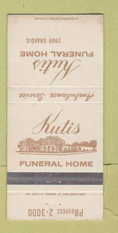 Matchbook Cover - Kutis Funeral Home St Louis MO WEAR 30 Strike