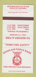Matchbook Cover - Shaw Air Force Base Fire Protection 30 Strike