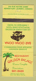 Matchbook Cover - Restaurant Golden Palace Repentigny QC 30 Strike